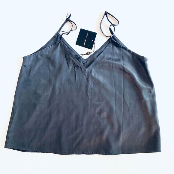 NWT America & Beyond grey giraffe tank camisole Womens Small beaded embroidered - Picture 7 of 9